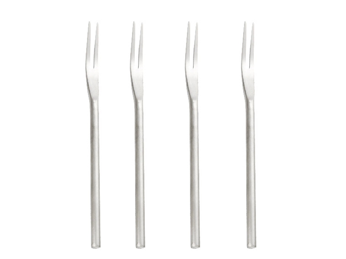 4 Garfos De Salada Aço Inoxidável Prata 13x0,6cm