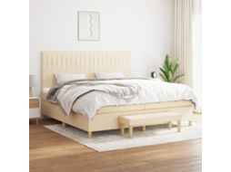 Vidaxl Cama Com Molas/colchão 200x200 Cm Tecido Cor Creme