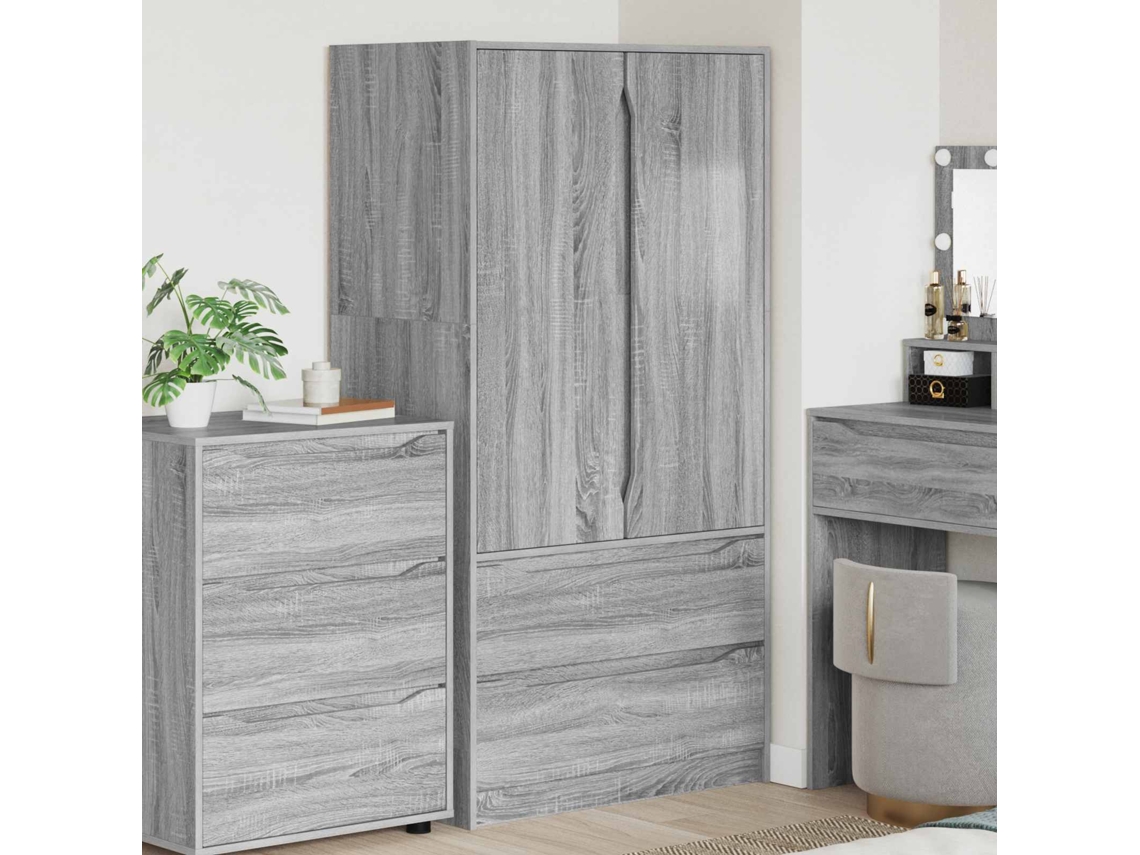 Vidaxl Guarda-roupa Com Gaveta Manual Sonoma Cinza 79,5 X 49 X 156 Cm