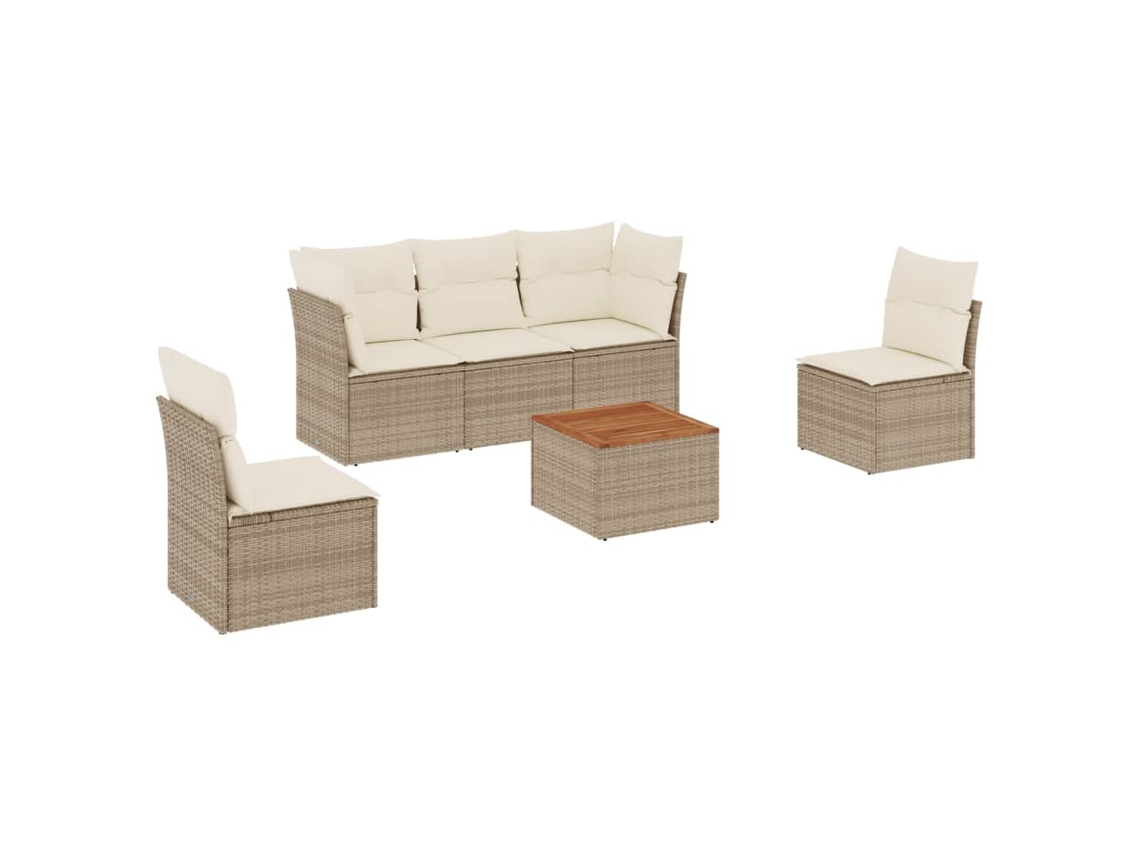 Maison Exclusive - 6 Pcs Conjunto De Sofás P/ Jardim Com Almofadões Vime Pe Bege