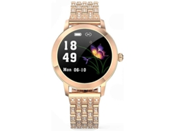 Relógio inteligente feminino com monitor de frequência cardíaca e som, pedômetro, para Android e iOS Bestvite (ouro)
