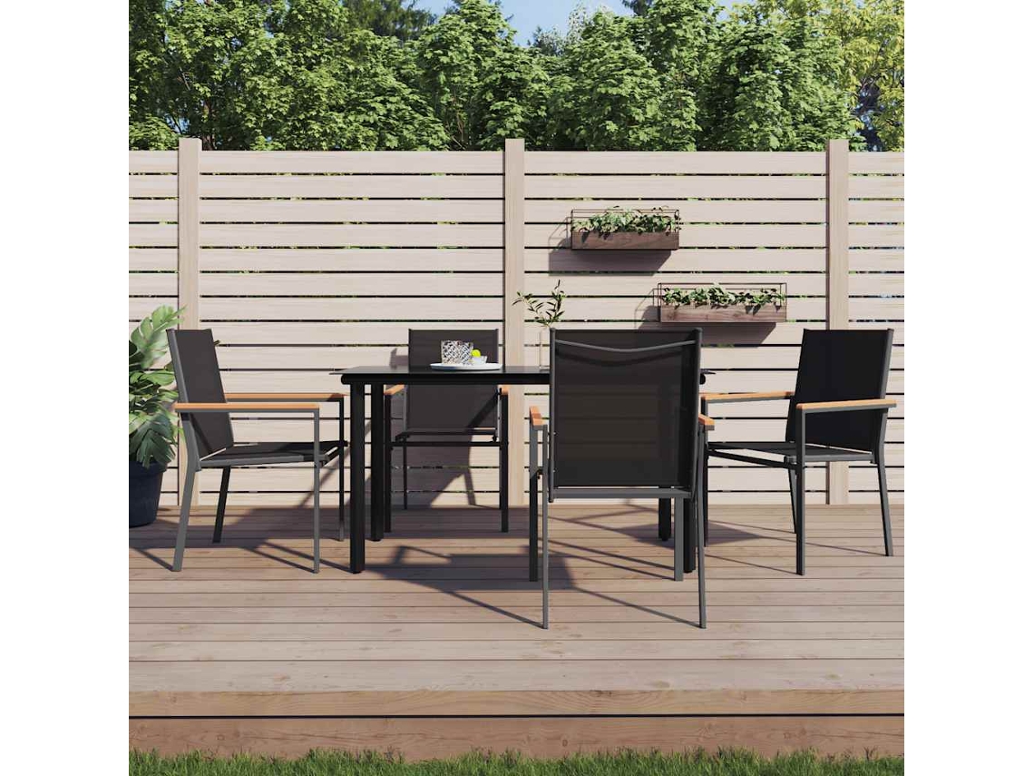 Vidaxl 5 Pcs Conjunto De Jantar Para Jardim Textilene E Aço Preto