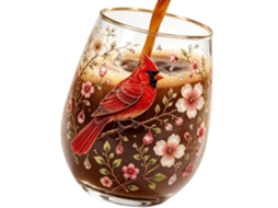 Copo Decorativo Transparente Com Relevo De Abelha E Pássaro, 415 Ml