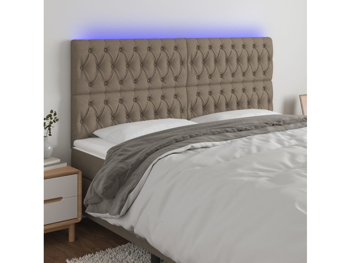 Cabecero de cama con tela LED 180x7x118/128cm Gris-Marrón