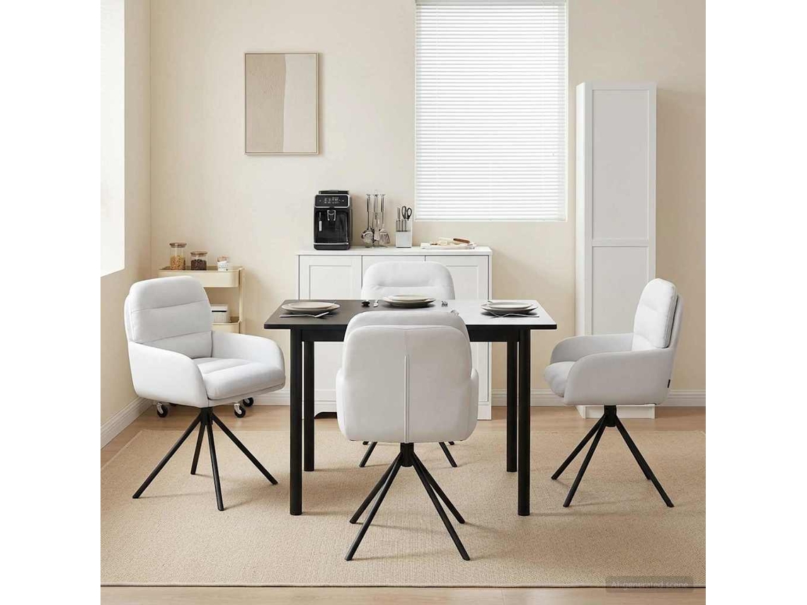 Vidaxl Cadeiras De Jantar Giratórias 4 Unid. Couro Sintético Branco