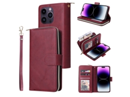 Capa Para Iphone 15 Pro Pele Sintética Com Porta-cartões Vermelho