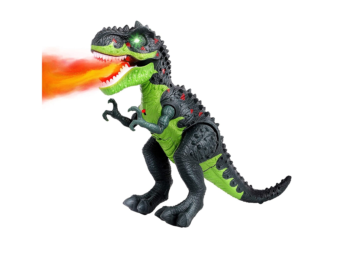 Brinquedo Dinossauro Elétrico Com Spray De Fogo Som De Rugido E Andamento Para Crianças