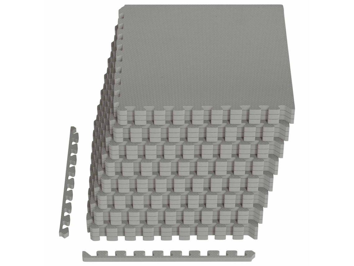 Conjunto 24 Mats De Quebra-cabeça Interligados Vidaxl Cinzento Espuma (8,64 M²)