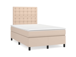 Vidaxl Cama Boxspring C/ Colchão 120x190cm Couro Artificial Cappuccino
