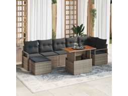 Vidaxl Conjunto De Sofá De Jardim 8 Pcs Cinza E Marrom