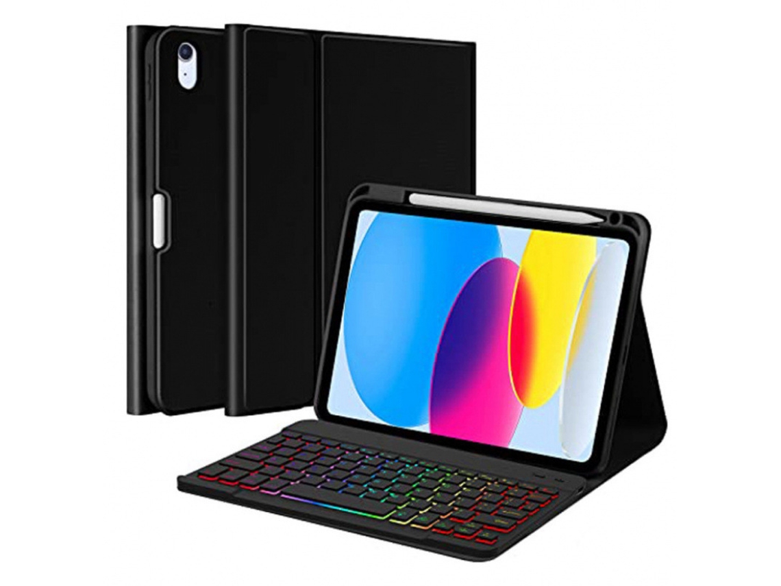 Capa Teclado Bluetooth Czhhmart Para Ipad 7th/8th/9th (10.2) Polegadas, Con Teclado Retroiluminado De 7 Núcleos (negro)