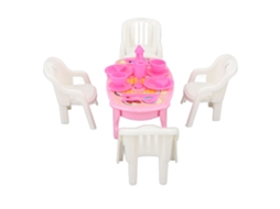 Mali mesa e Cadeiras de Jantar em Miniatura 1:16 para Casinha de Bonecas Tipo 3