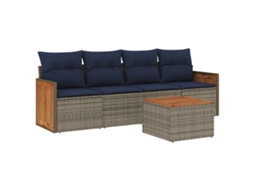 Conjunto de Sofá de Jardim, 5 Peças, Almofadas, Rattan Cinza MAISON EXCLUSIVE