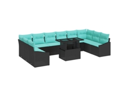 Maison Exclusive - Conjunto De Sofás 11 Unid. 10-número De Lugares Preto E Azul