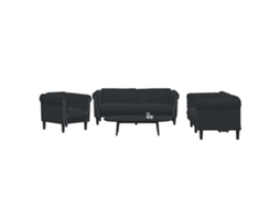 Vidaxl 3 Pcs Conjunto De Sofás Veludo Preto