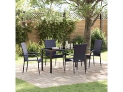 Vidaxl Conjunto De Jantar Para Jardim 5 Unid. Preto Aço Revestido A Pó