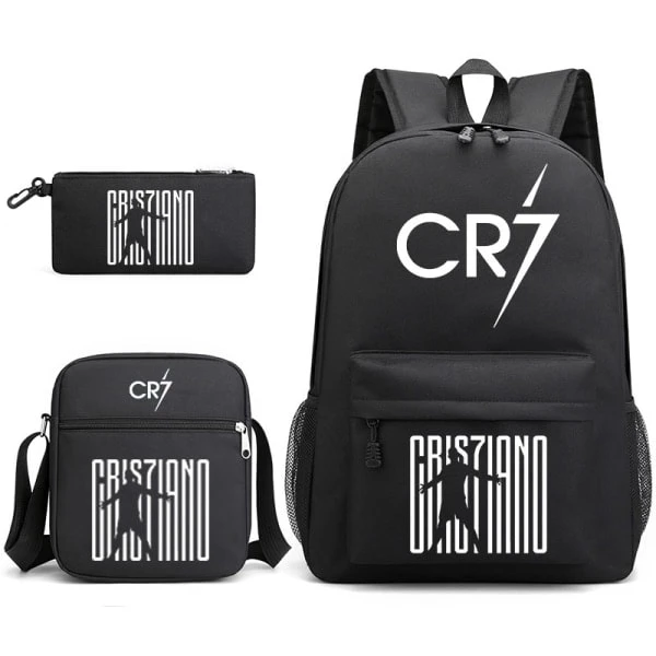 Conjunto Mochila Escolar 3 Peças, Juvenil, Estilo Futebol, Preta, Aulas
