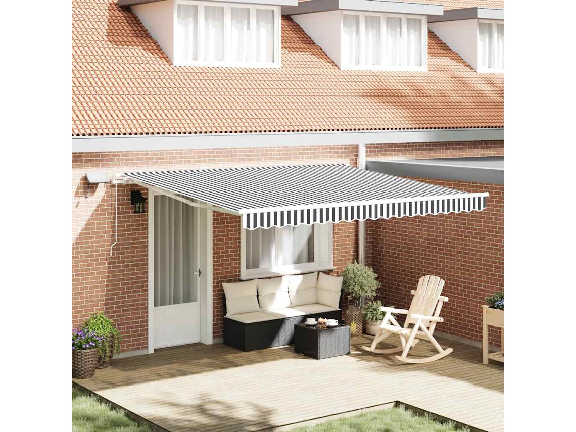 Vidaxl Toldo Retrátil Manual Com Luzes Led 400x300cm Antracite/branco