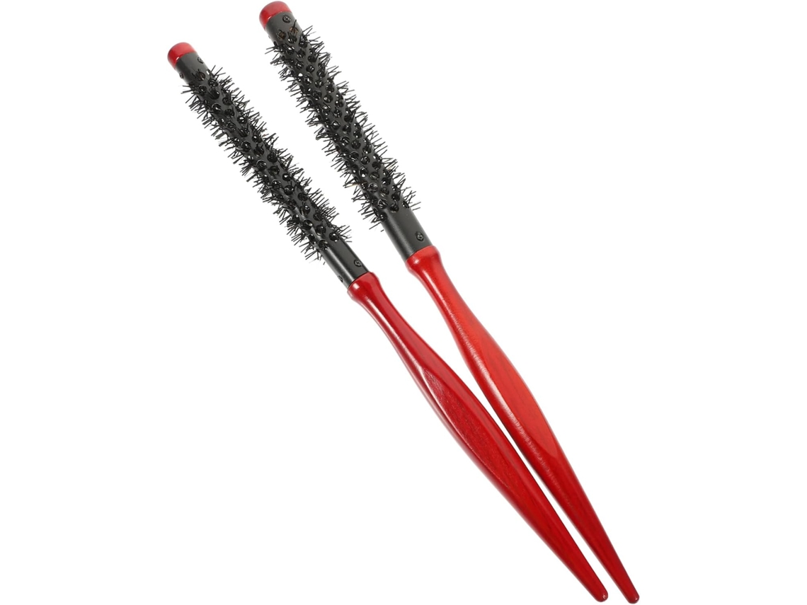 Hemobllo Conjunto De 2-escovas Cabelo Redondas Madeira Com Cerdas Javali Para Secar O, Design Portátil E Prático, Ideal