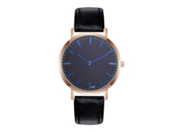 Relógio Analógico de Pulso Masculino de Moda com Pulseira de Couro Pu Preto