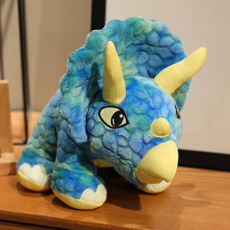 Lindo Brinquedo de Pelúcia Realista de Triceratops em Estilo Desenho Animado MDUG (azul, 30cm)