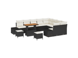 Conjunto 12 Conjunto De Sofá De Jardim Vidaxl Preto Vime Pe (319 X 234 X 85 Cm)