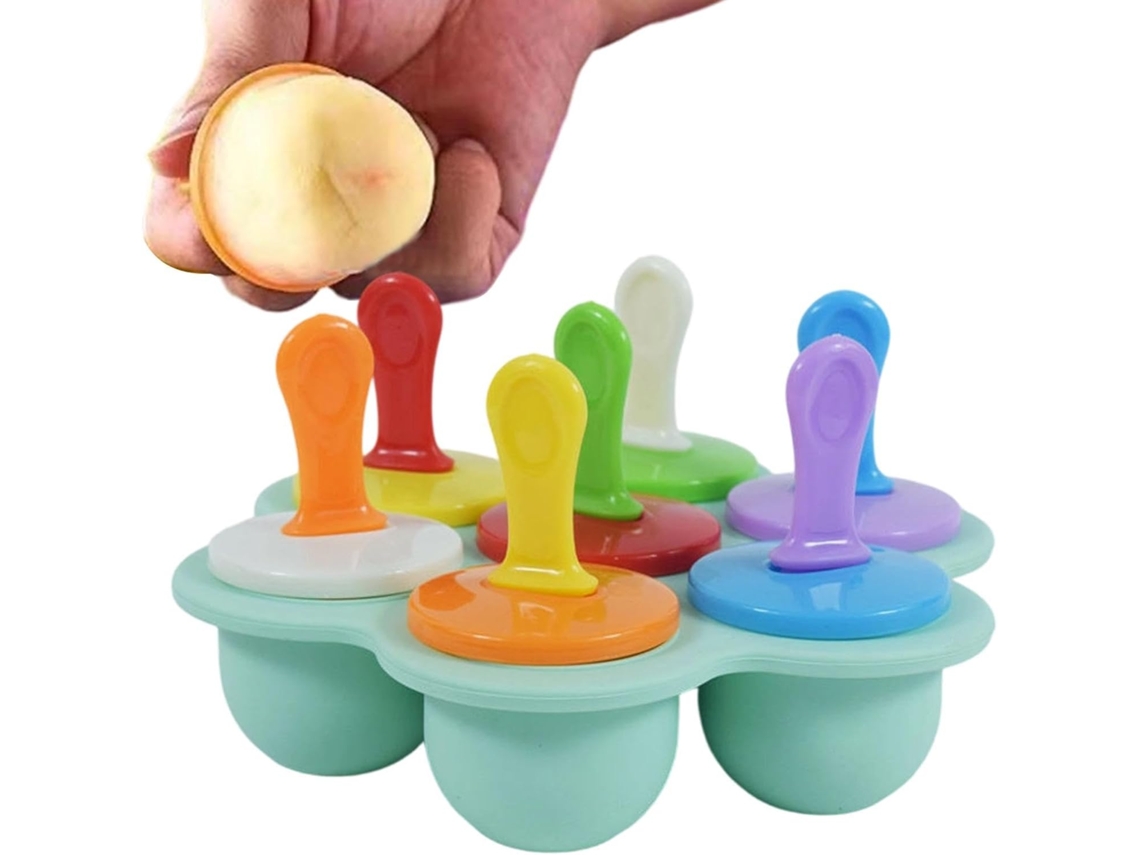 Formas De Picolé Reutilizáveis Silicone Com 7 Compartimentos