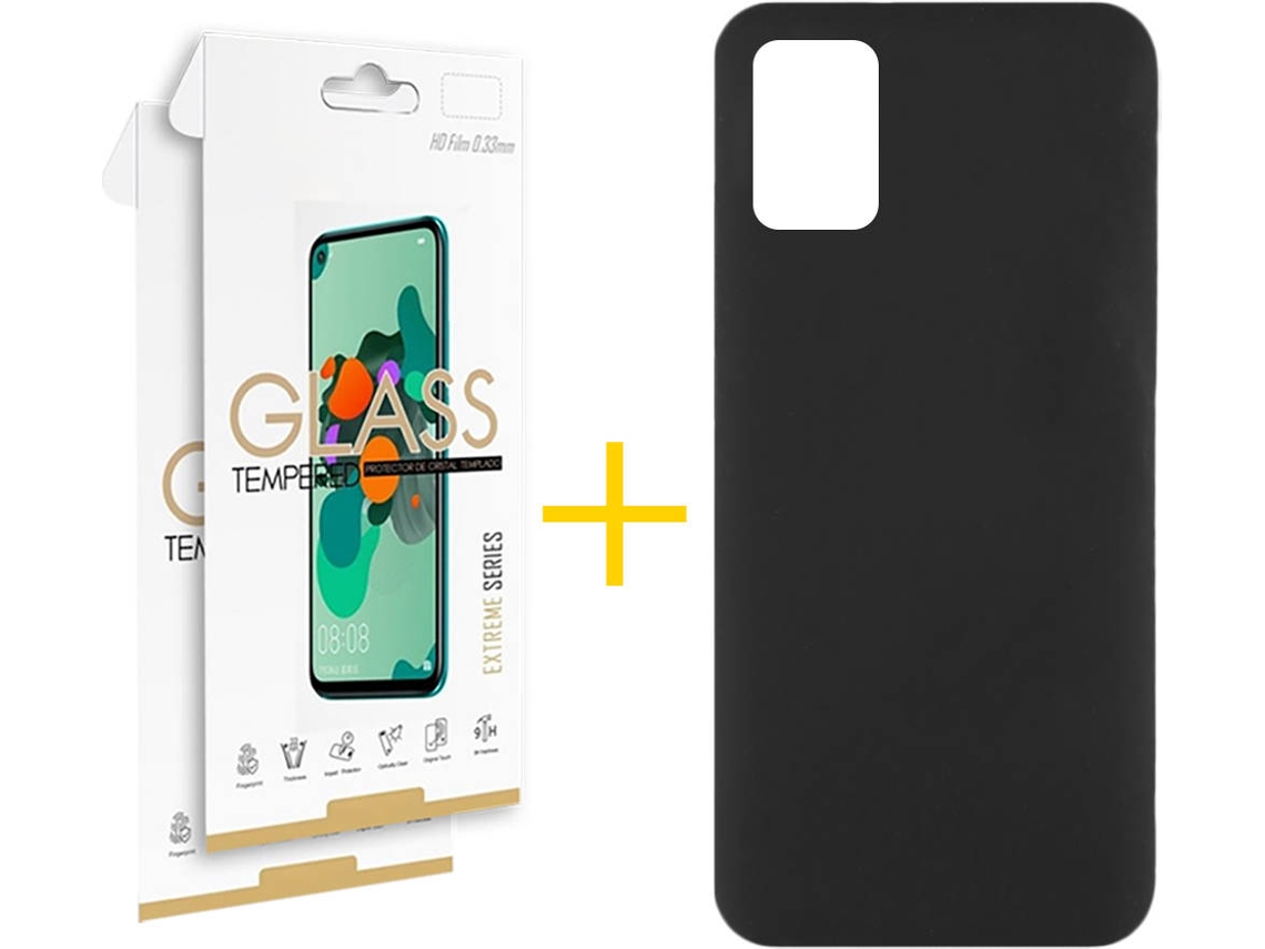 Kit Capa e 2 Películas Samsung Galaxy A51 SKYHE Silicone Líquido (Preto)
