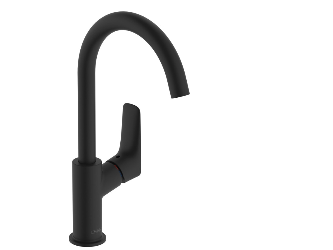Misturadora de Lavatório HANSGROHE Logis Bica Giratória Comfortzone210 Descarga Rápida Projeção 154 Mm 71130 Cor: Preto Mate