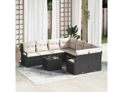Vidaxl Conjunto De Sofás 9 Unid. 8-número De Lugares Preto E Creme