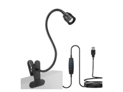 Luminária De Leitura Led Usb Com Três Cores, Ajuste De Intensidade, Presilha E Haste Flexível Para Leitura Noturna E Estudos. Nostalgia88