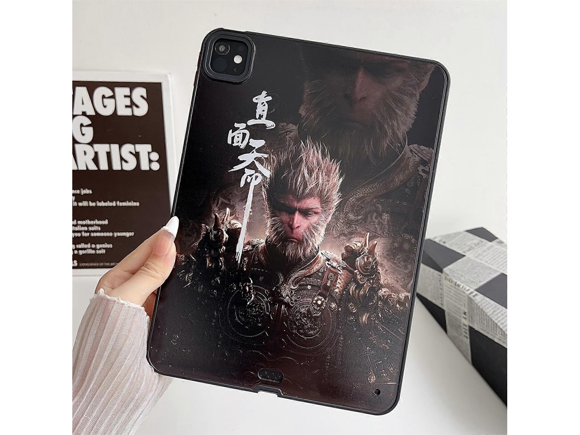 Capa preta Myth Wukong para iPad Pro 11, capa traseira de TPU PC com design Wukong Face The Fate Hengrongshen (2024)