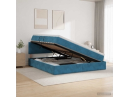 Vidaxl Cama Com Armazenamento Azul Escuro 180 X 200 Cm Veludo