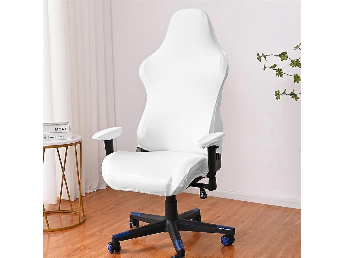 Capa Para Cadeira Gamer Branca, Tecido Elástico, Ajuste Com Fivela, Proteção E Decoração