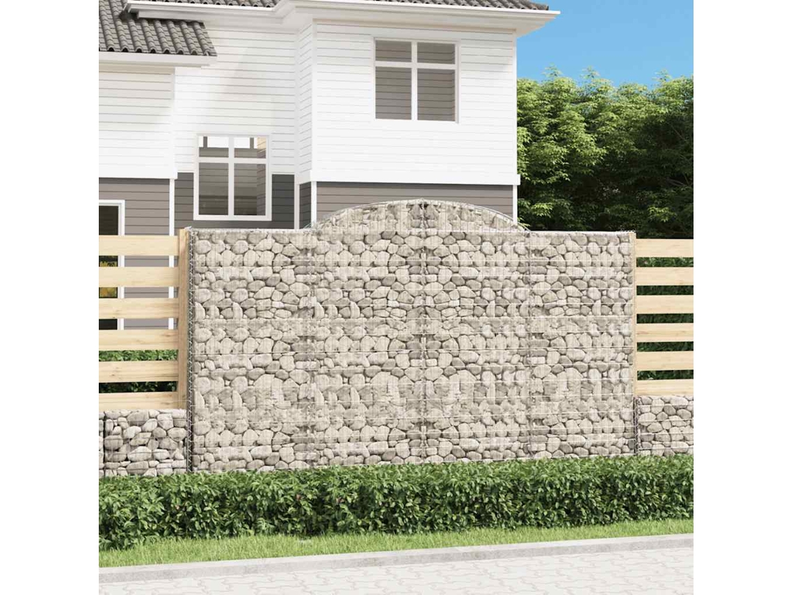 Vidaxl Cestos Gabião Arqueados 15 Pcs 300x50x180/200 Ferro Galvanizado
