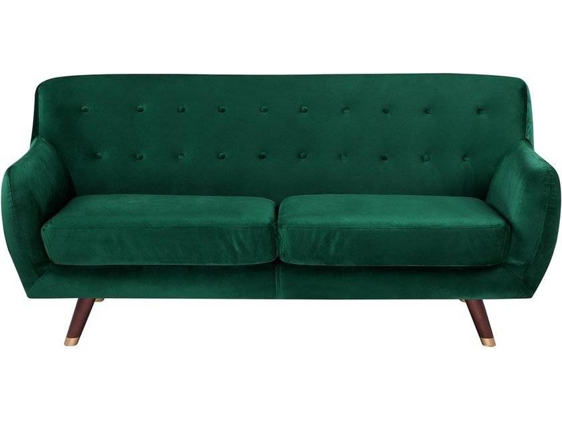 Sofá BELIANI Bodo (Verde Veludo Lugares 3) Worten.pt