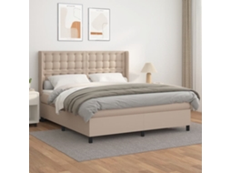 Vidaxl Cama Com Molas/colchão 160x200 Cm Couro Artificial Cappuccino