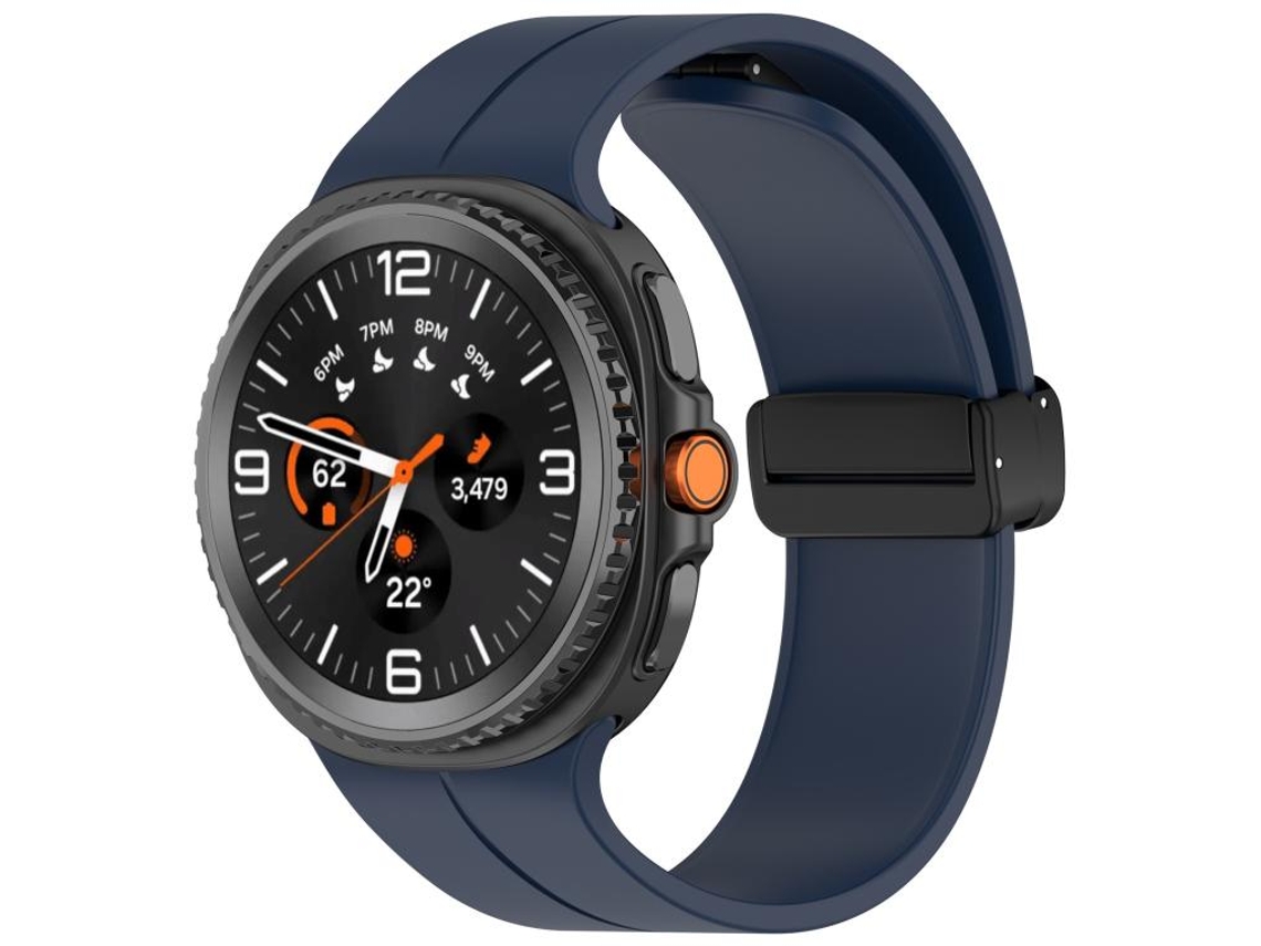 Bracelete Silicone Dobrável com Fivela Magnética Azul Meia noite para Samsung Galaxy Watch 8/8 Classic XIAOMOYU