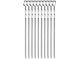 espeto de aço inox reutilizável para churrasco 10 unidades 41cm