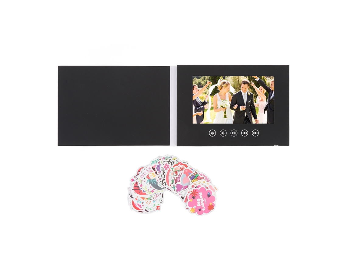 Cartão De Saudação Eletrônico Com Tela Lcd 720p Hd Folheto De Vídeo Diy Para Empresa Casamento Aniversário 5 Polegadas