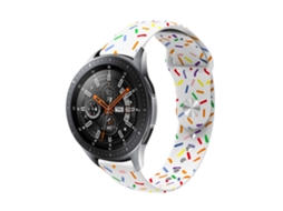 Bracelete para Smartwatch Fivela reversa universal de 22 mm de silicone com padrão de pontos ovais coloridos (branca)