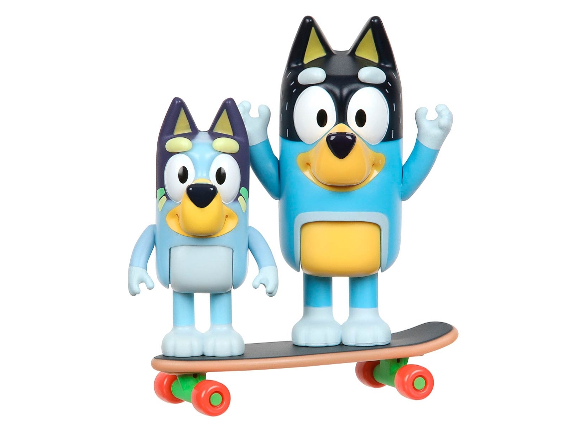 Bluey e Seu Pai (Bandidos) Figuras Com Skate (Idade Mínima Recomendada: 3 anos)