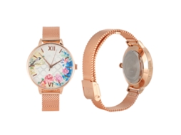 Relógio Feminino de Moda com Pulseira de Aço, Mostrador Redondo, Quartzo, À Prova D'água, Rose Red