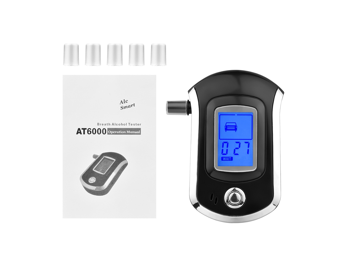 alcoolemia Portátil YURU com 6 bicos, LCD, alarme sonoro e visual