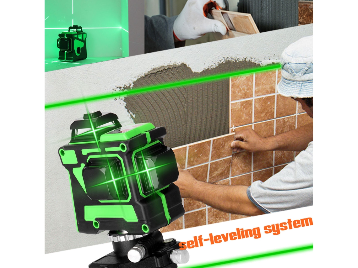 Máquina de Nível 3D 12 Linhas com Base Rotativa 360° e Parafuso 1/4 para Parede e Pisos S/MARCA