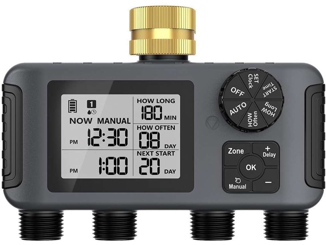 Controlador De Irrigação Automático Inteligente Com 4 Válvulas,