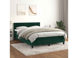 Vidaxl Cama Com Molas/colchão 140x200 Cm Veludo Verde-escuro