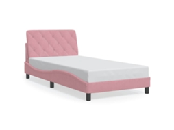 Estrutura de Cama Sem Colchão 100x200 Cm Veludo Rosa MAISON EXCLUSIVE