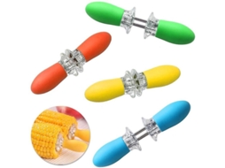 Palitos de milho inox 430, 4 pares, para elote, portátil, churrasco, camping S/MARCA