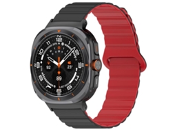 Bracelete Para Samsung Galaxy Watch Ultra - Silicone Brilhante Magnético Loop (47mm) - Preto E Vermelho